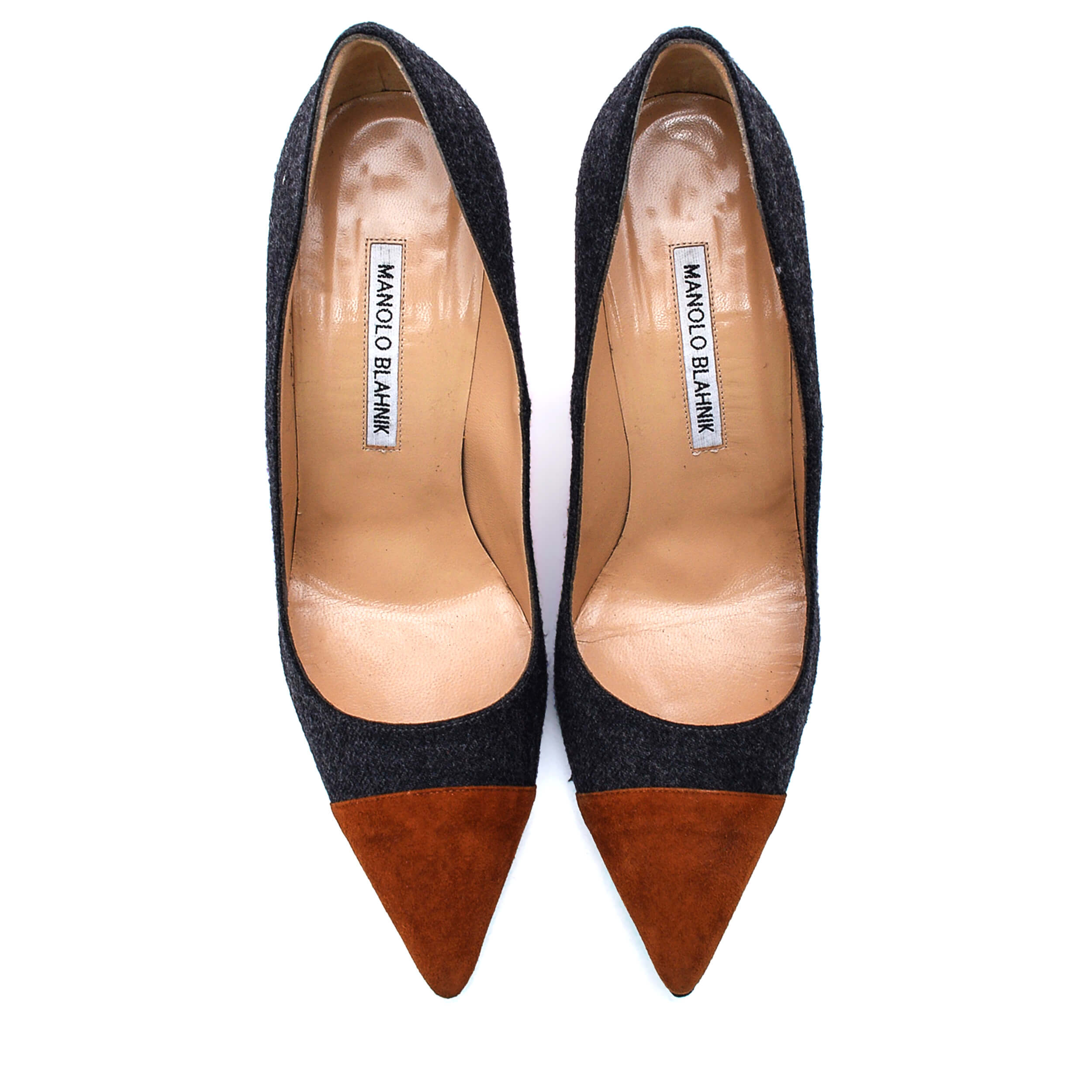 Manolo Blahnik - Denim Tabac Suede Pumps